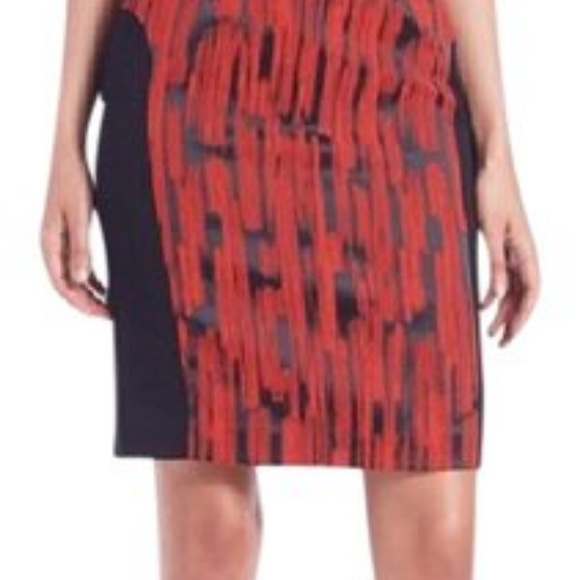 BLACK HALO - REEVE RED AND BLACK SHEATH DRESS - Picture 2 of 5